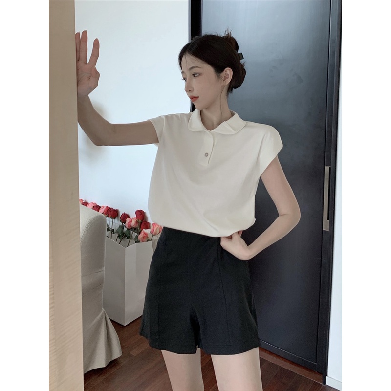 Áo thun tay ngắn cổ bẻ dáng rộng mỏng phong cách Hàn Quốc thời trang mới dành cho nữ