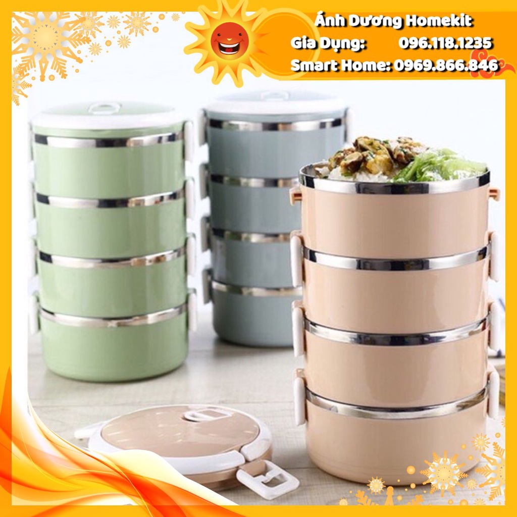 Cặp lồng cơm ruột inox vỏ nhựa giữ nhiệt 3 tầng 4 tầng anhduonghomekit