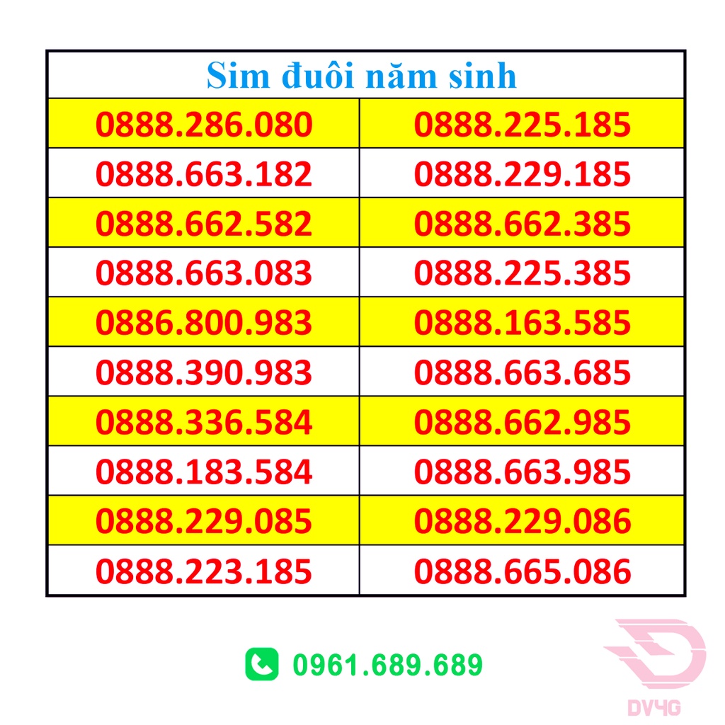 Sim số đẹp- sim năm sinh rẻ đẹp (có sẵn gói D60G, vào tên chính chủ)