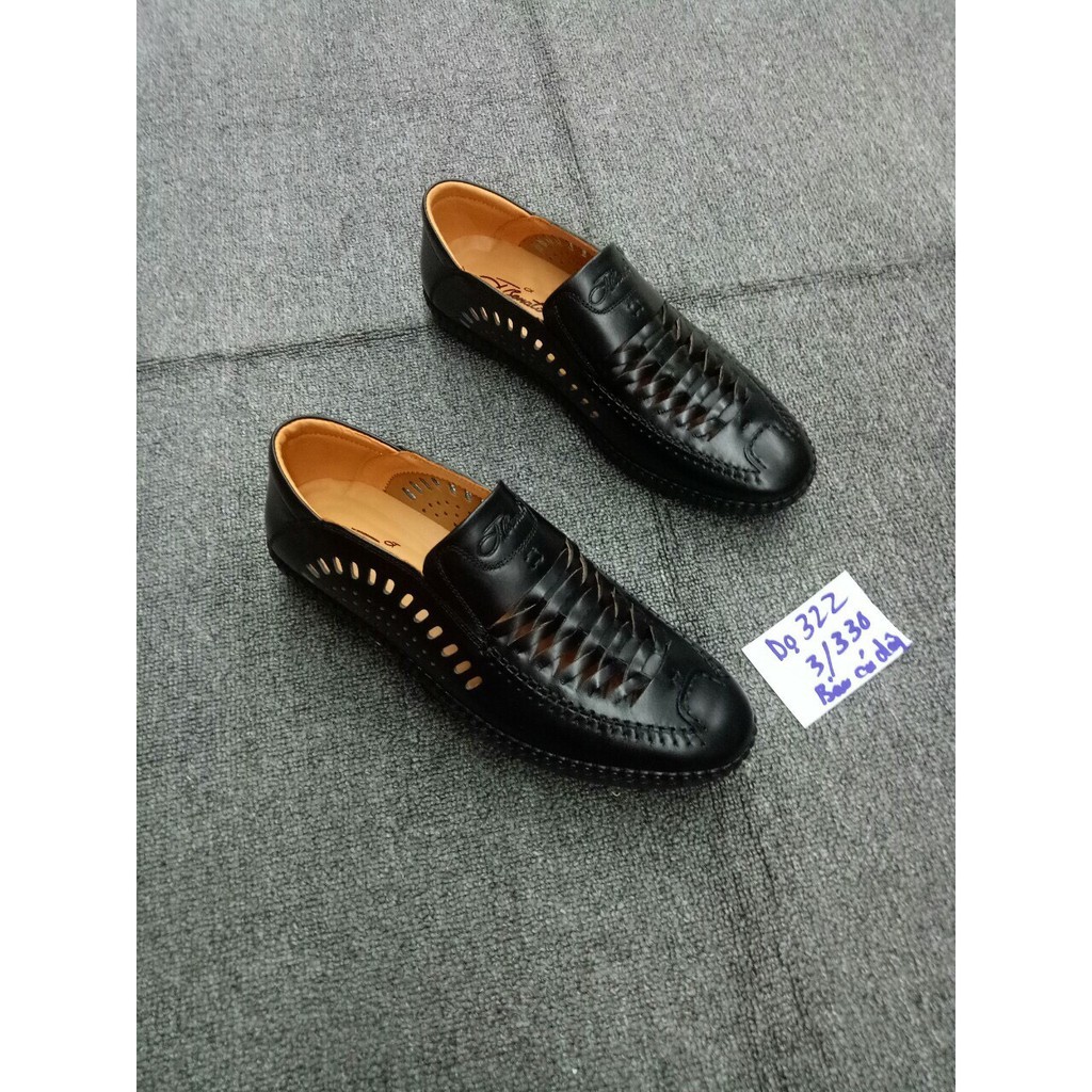 Giày Lười Da Bò Thật Kiểu Ôm Đi Êm Chân Đục Lỗ Thoáng Khí Bảo Hành 12 Tháng - lazini