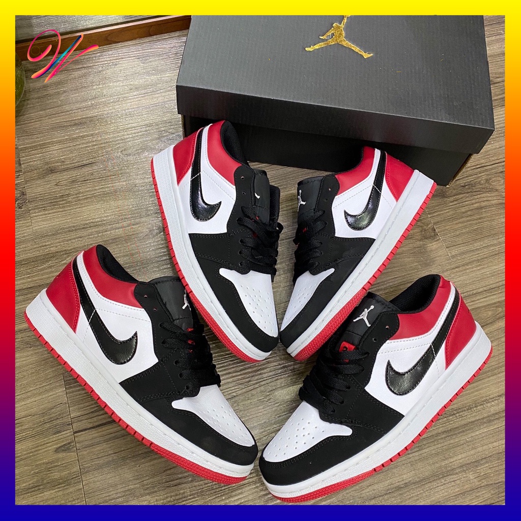 Giày sneaker đen đỏ cổ thấp