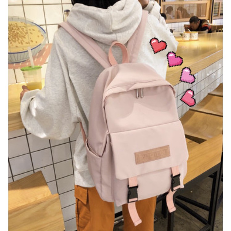 Balo cặp ulzzang basic nữ thời trang đi học đi chơi du lịch giá rẻ đựng vừa laptop canvas TRƠN | steven