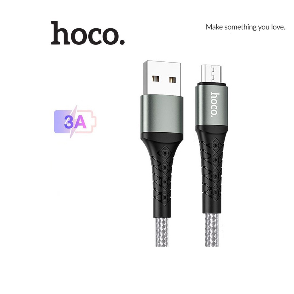 Cáp sạc Hoco DU19 Micro sạc nhanh 3A dây Nylon cao cấp cho Android chiều dài 1M