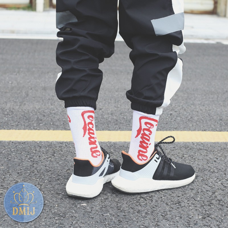 Tất nam nữ cổ cao nhiều mẫu vớ unisex cổ cao hình chữ Cocain