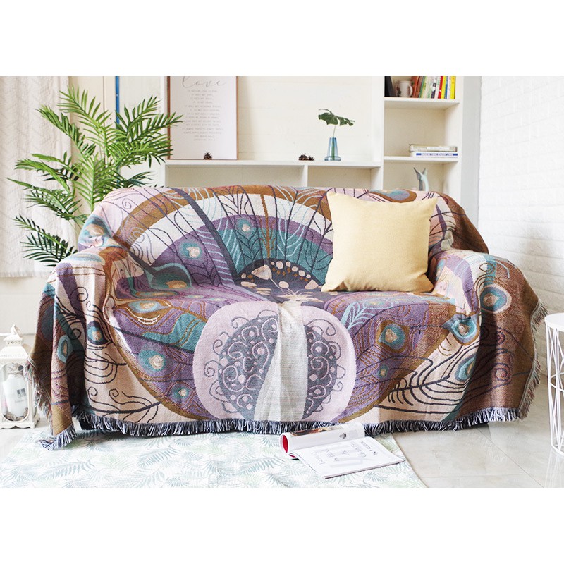 Thảm vintage, bohemian nhập khẩu họa tiết bướm làm thảm trải sàn, phủ sofa, picnic