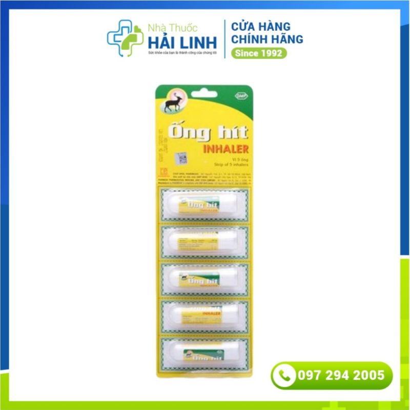 Ống hít chống nghẹt mũi Inhaler ⚡ Tặng quà ⚡ Vỉ 5 ống Giúp thông mũi, Giảm nghẹt mũi