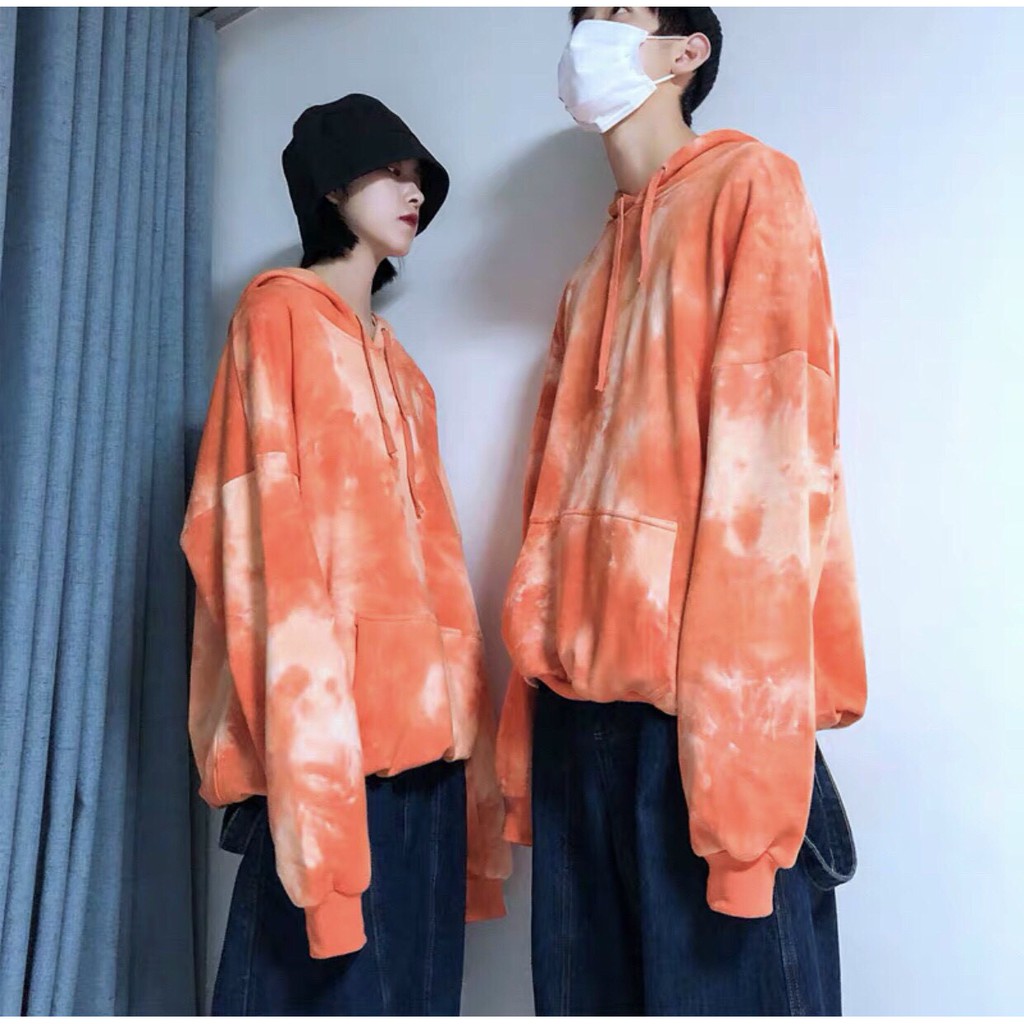 Áo hoddie loang màu vải thun nỉ form rộng nam nữ