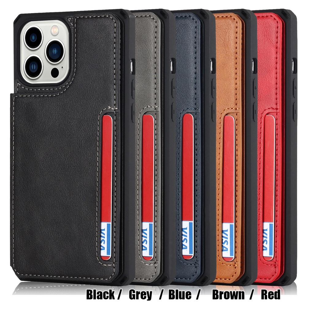 Bao Da Điện Thoại Nắp Lật Kèm Ngăn Đựng Thẻ Và Dây Đeo Cho iPhone 14 12 13 Pro Max Mini