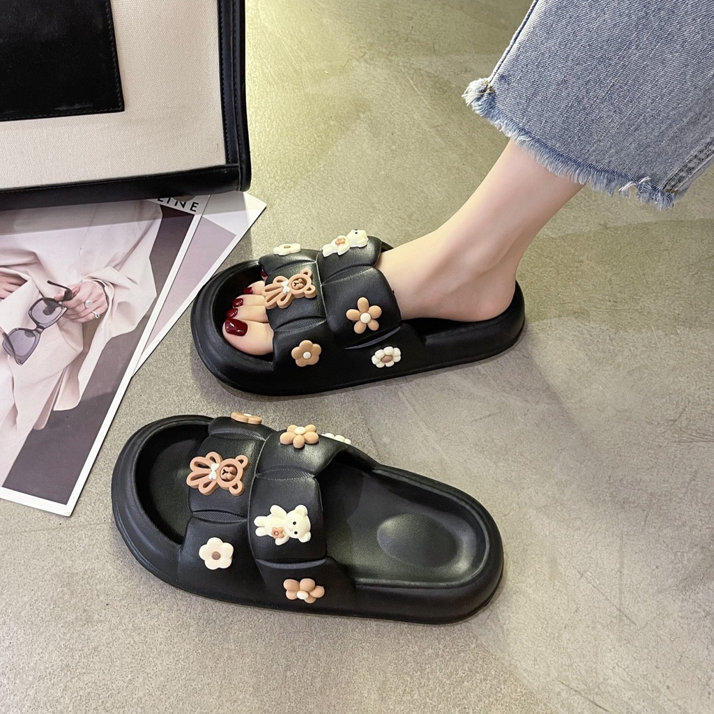 Dép lê nữ quai ngang ✨Cao Cấp✨, Mẫu dép đúc quai ngang tặng kèm stiker đính sẵn MSP:2607POOD