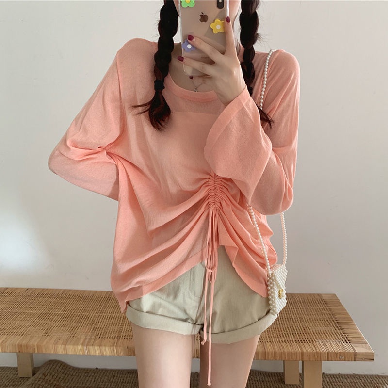 Áo Thun Tay Dài Chống Nắng Dáng Rộng Phong Cách Hàn Quốc Thời Trang Mùa Hè Hàng Mới Dành Cho Bạn Nữ