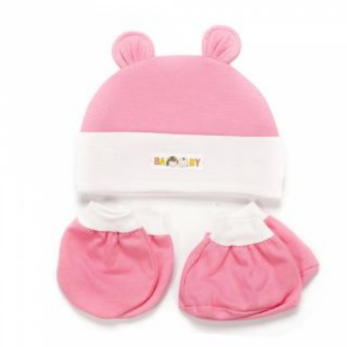 Bao tay bao chân kèm mũ BABY cho trẻ sơ sinh chất liệu vải cotton thoáng mát mềm mại