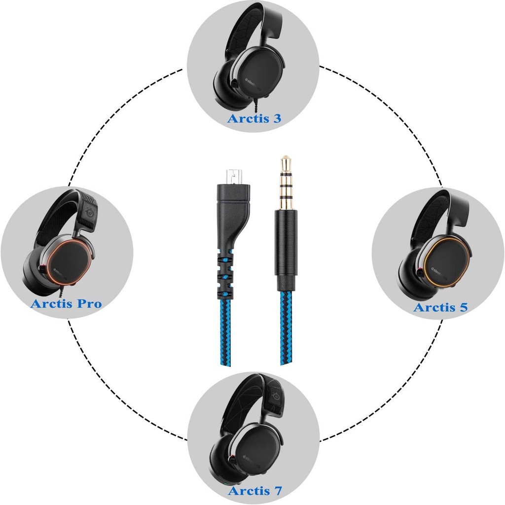 Dây Cáp Âm Thanh Thay Thế Cho Tai Nghe Không Dây SteelSeries Arctis 3 Arctis 5 Arctis 7 Arctis Pro 2m/6.5 Feet