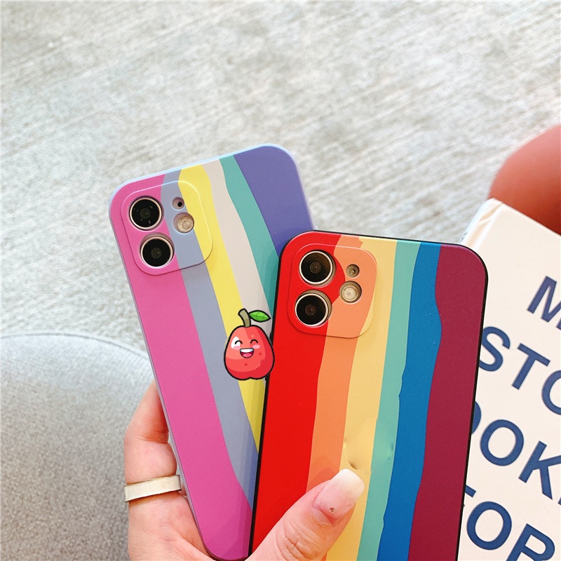 Ốp lưng iphone Color cầu vồng cạnh vuông BVC 6/6plus/6s/6splus/7/7plus/8/8plus/x/xs/11/12/pro/max/plus/promax dinocase