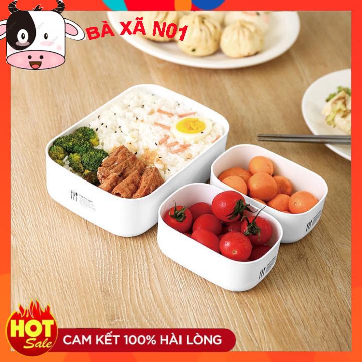 Hộp nhựa đựng thực phẩm - Set 4 hộp bảo quản thức ăn, Hộp trữ đông, Quay lò vi sóng