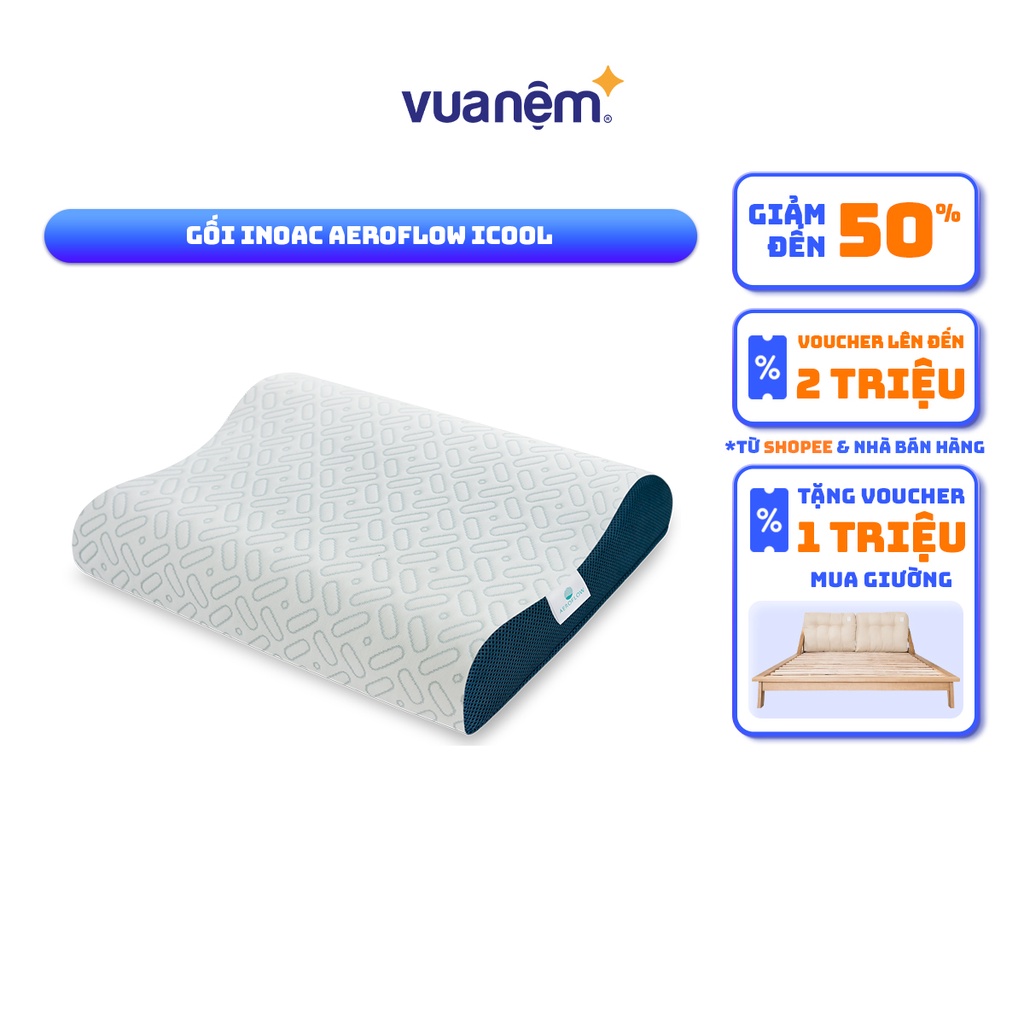 Gối Foam Aeroflow Nhật Bản iCool 45x65 ngủ sâu, giảm đau cổ vai gáy, phù hợp mọi tư thế