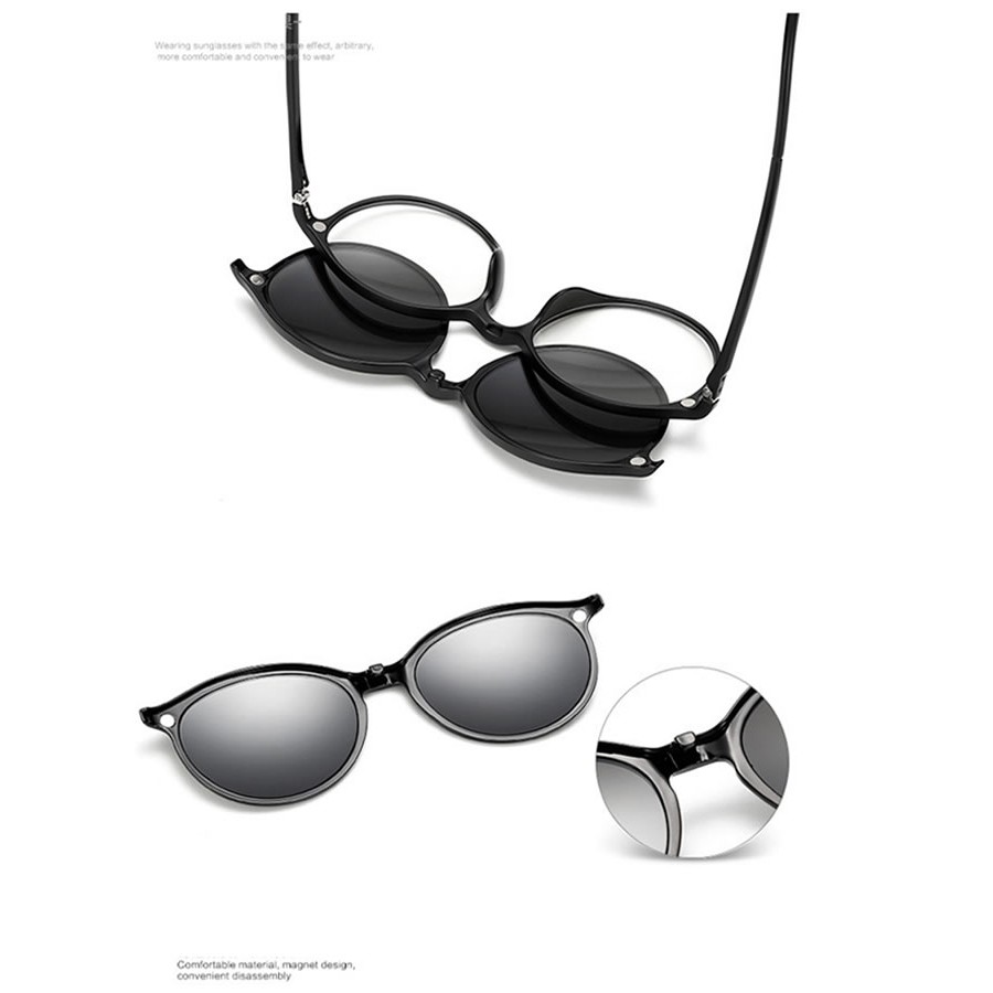 mắt kính râm cận 5 trong 1 gọng kính cận nam nữ đa năng 5 in 1