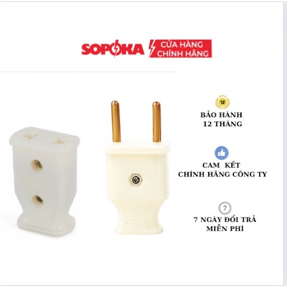 COMBO Phích nối  âm Sopoka P5+phích cắm điện chống vỡ SOPOKA P1 chân tròn