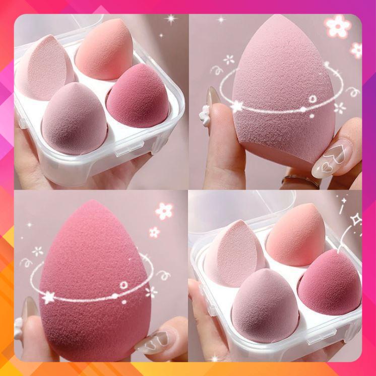 Hộp 4 bông mút trang điểm tông màu Pastel xinh xắn A5 -hongdinh17