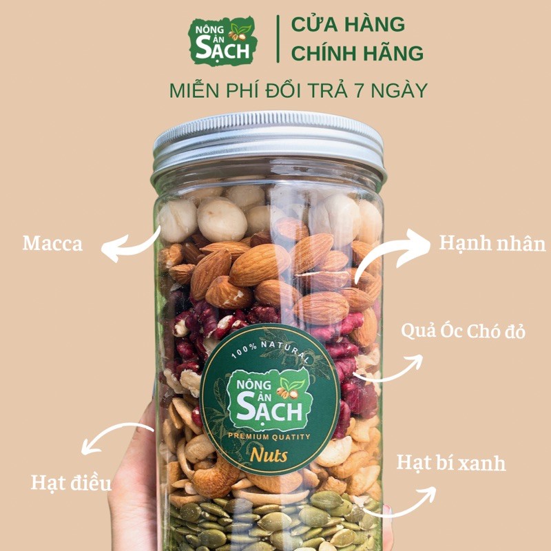 Combo 500g Hạt Mix Ăn Liền: Macca - Hạnh Nhân - Óc Chó Đỏ - Hạt Điều