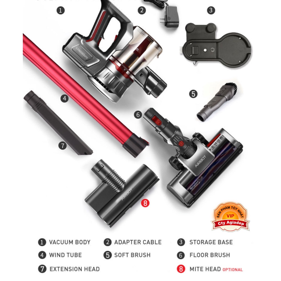 Máy hút bụi Pin sạc Siêu xịn Airbot Supersonics cổ dài cầm tay tiện dụng - Hàng nhà giàu của Agiadep