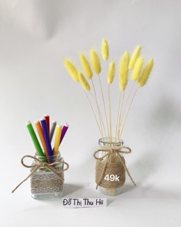 hoa khô đuôi thỏ và lọ