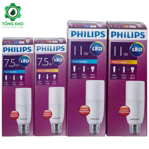 Bóng đèn led Philips Stick E27 - Kích thước nhỏ gọn, thay thế bóng compact - Tổng kho kim khí điện nước