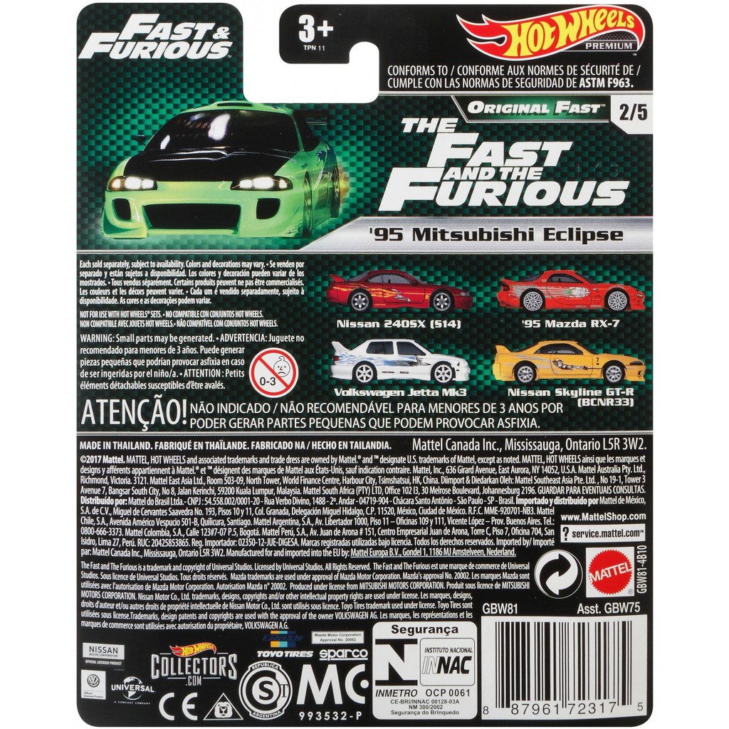 Xe Mô hình Hot Wheels '95 Mitsubishi Eclipse Fast & Furious Premium Orginal Fast