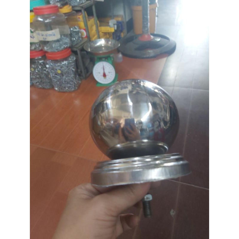 Bộ quả cầu inox + nắp chụp gắn trụ cầu thang (đủ size)