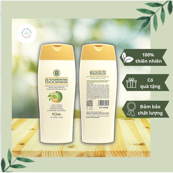 Sữa tắm dược liệu N'Jolie B22 300ml tẩy tế bào chết giảm mụn lưng dưỡng trắng