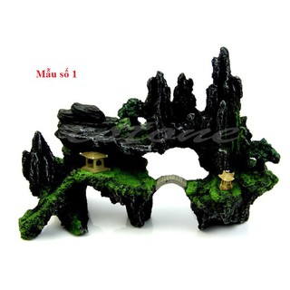 Tiểu cảnh núi non hùng vỹ dùng trang trí cho hồ cá, hồ thủy sinh