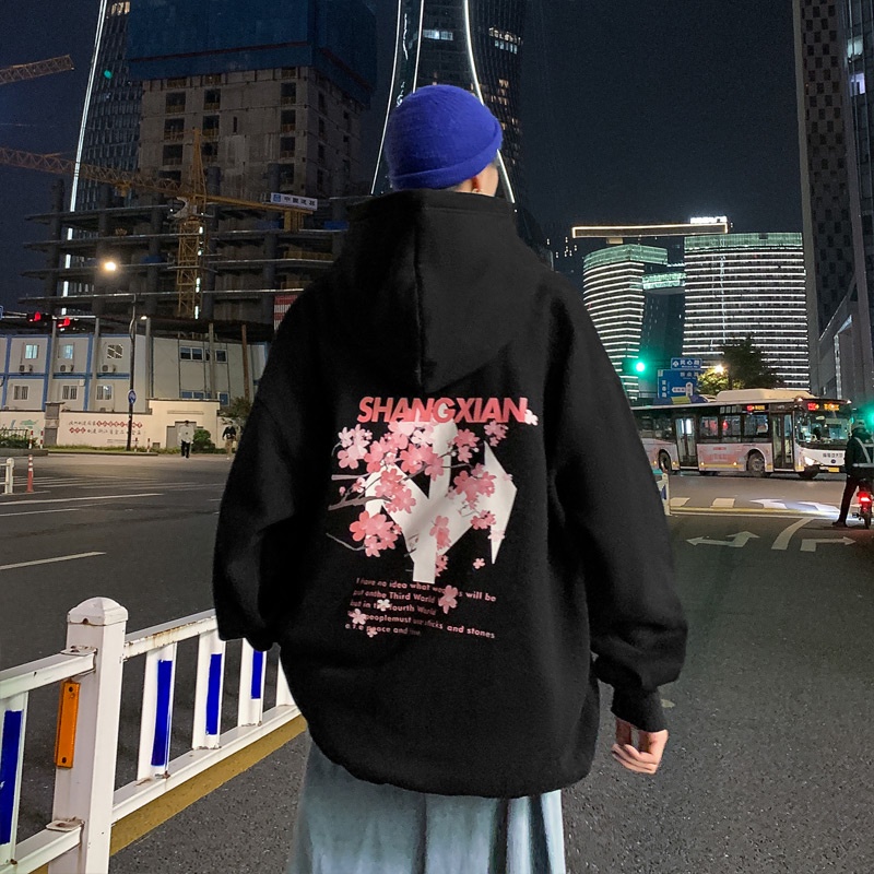 Áo hoodie tay dài dáng rộng in họa tiết thời trang mùa thu cho nam