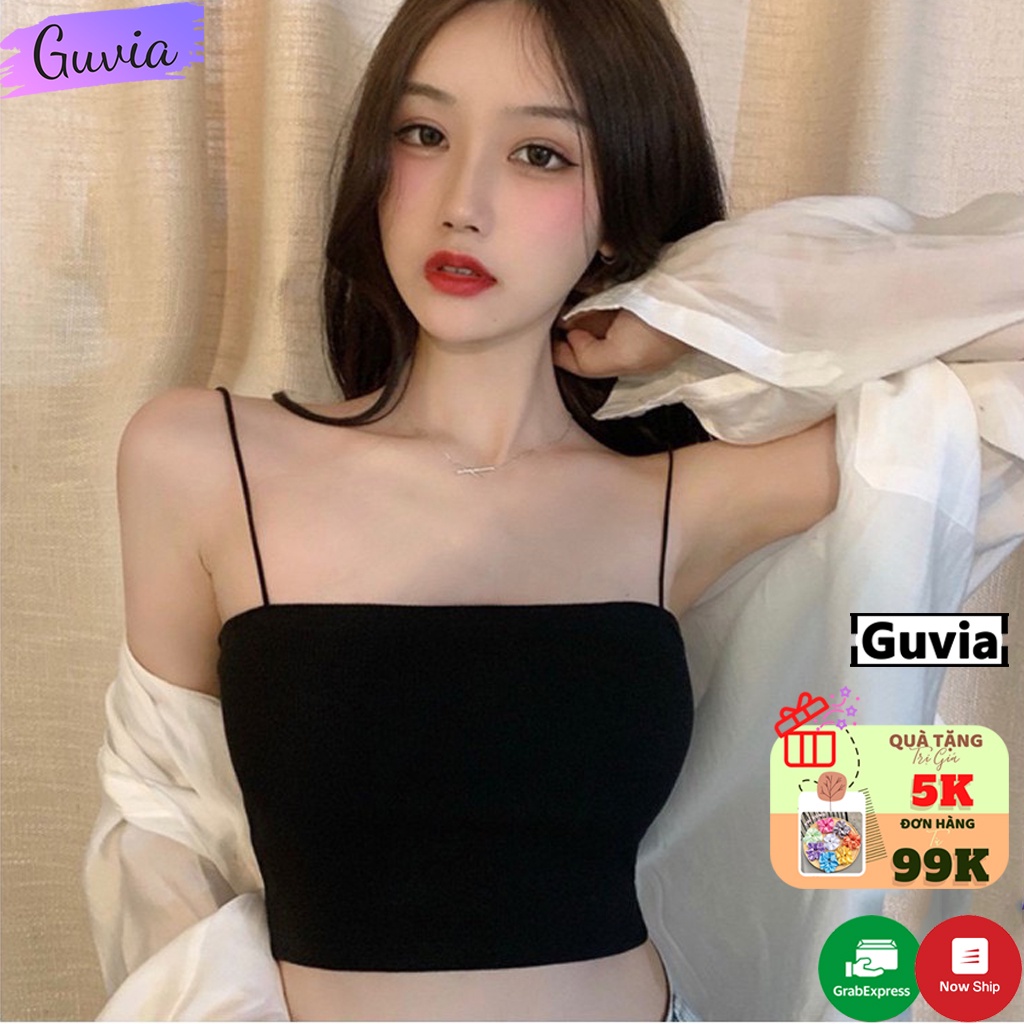 Áo Hai Dây Croptop Sợi Bún Ôm Body Thun Gân, Áo Dây Croptop Kiểu Sexy Dáng Ôm Siêu Đẹp Guvia Cr18