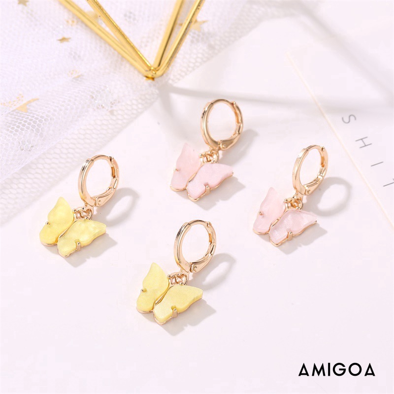 Khuyên tai mặt hình bướm tùy chọn màu sắc phong cách Hàn Quốc