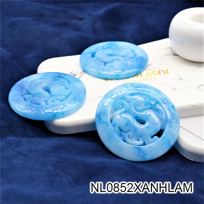 Ngọc bội resin họa tiết tròn 50mm nguyên liệu làm trâm làm trang sức cổ trang việt phục
