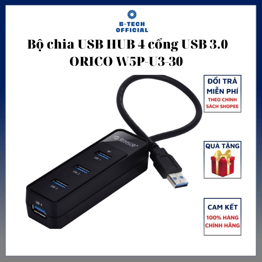 Bộ chia USB HUB 4 cổng USB 3.0 ORICO W5P-U3-30 - Hàng chính hãng