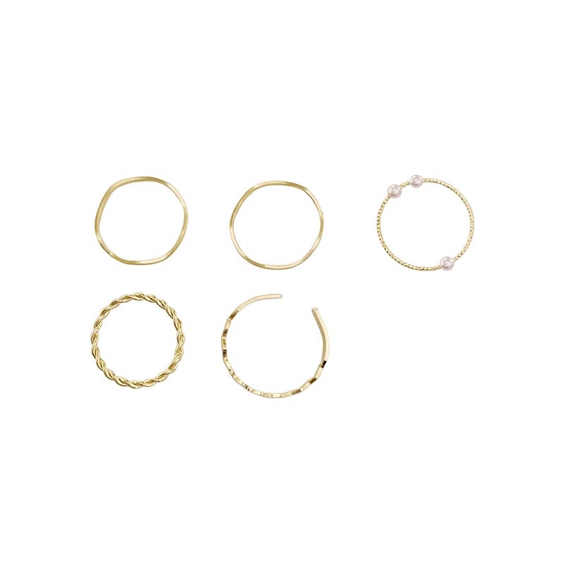 Nhẫn cá tính kết hợp Sóng phong cách Hàn Quốc set 5 món Cocochang shop