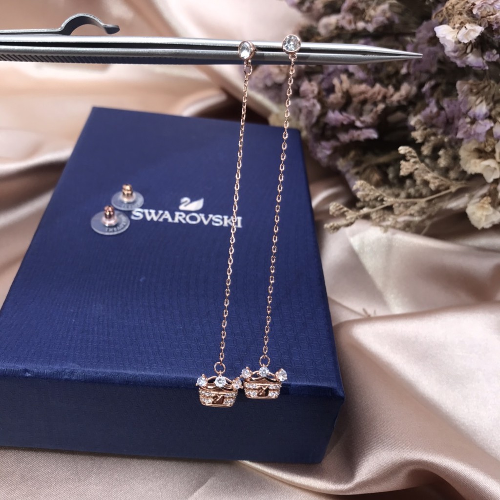 Swarovski Bông Tai Mạ Vàng 18k Đính Đá Sang Trọng Cho Nữ