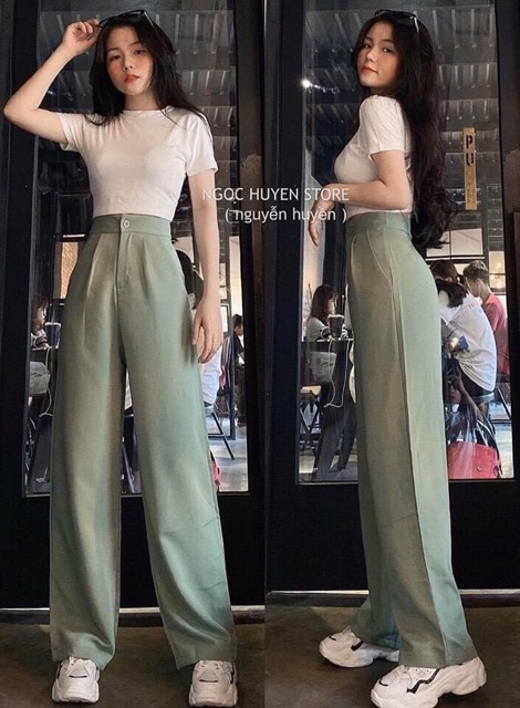 Quần cạp cao ống rộng nhiều màu siêu dài siêu hot