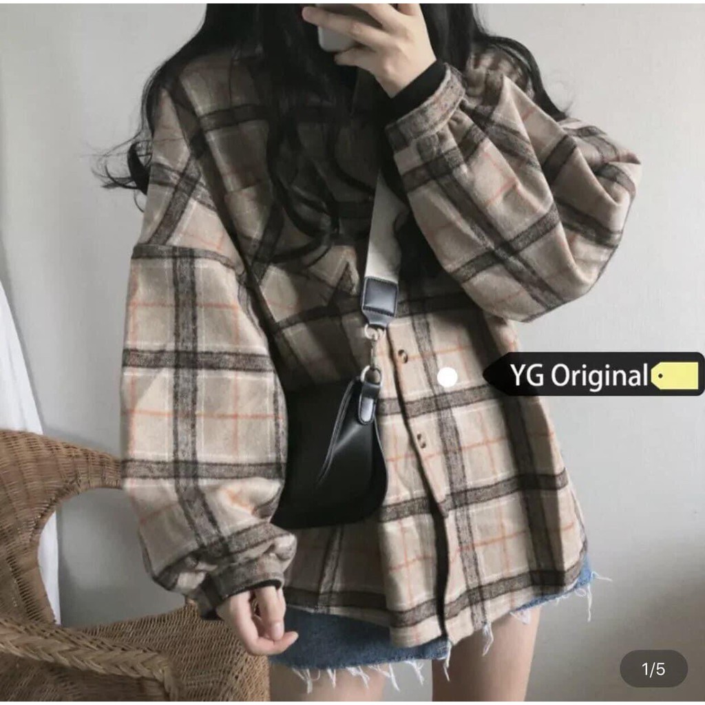 Áo SƠ MI NỮ KẺ CARO ULZZANG OVERSIZE - ÁO SƠ MI NỮ TÚI NGỰC NHIỀU MÀU - ÁO SƠ MI NỮ GIÁ RẺ HOT HIT