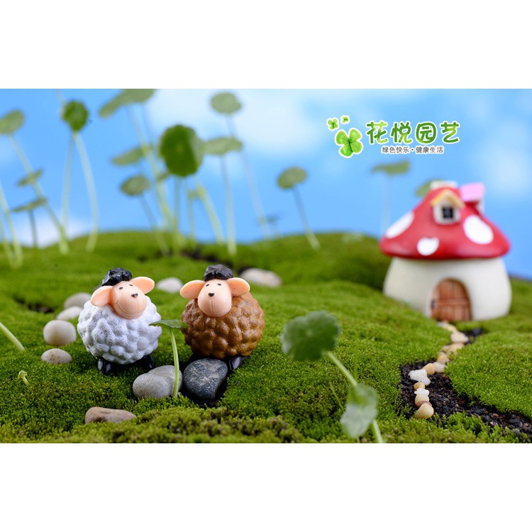 Phụ kiện tiểu cảnh con cừu trang trí chậu cây cảnh, terrarium