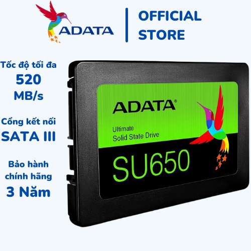 Ổ cứng ADATA SSD SU650 3D-NAND 2.5&quot; SATA III up to 520MB/s (120GB/240GB/256GB/480GB/512GB)