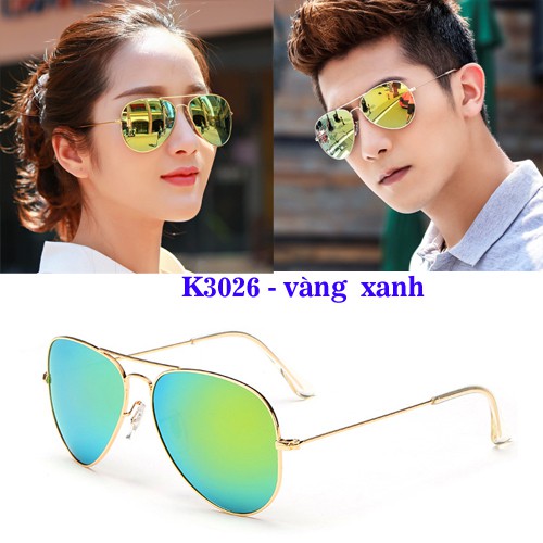 Kính mát Kính râm nam nữ chống nắng tia UV gọng phi công tròng tráng gương nhiều màu sang trọng K3026 | BigBuy360 - bigbuy360.vn