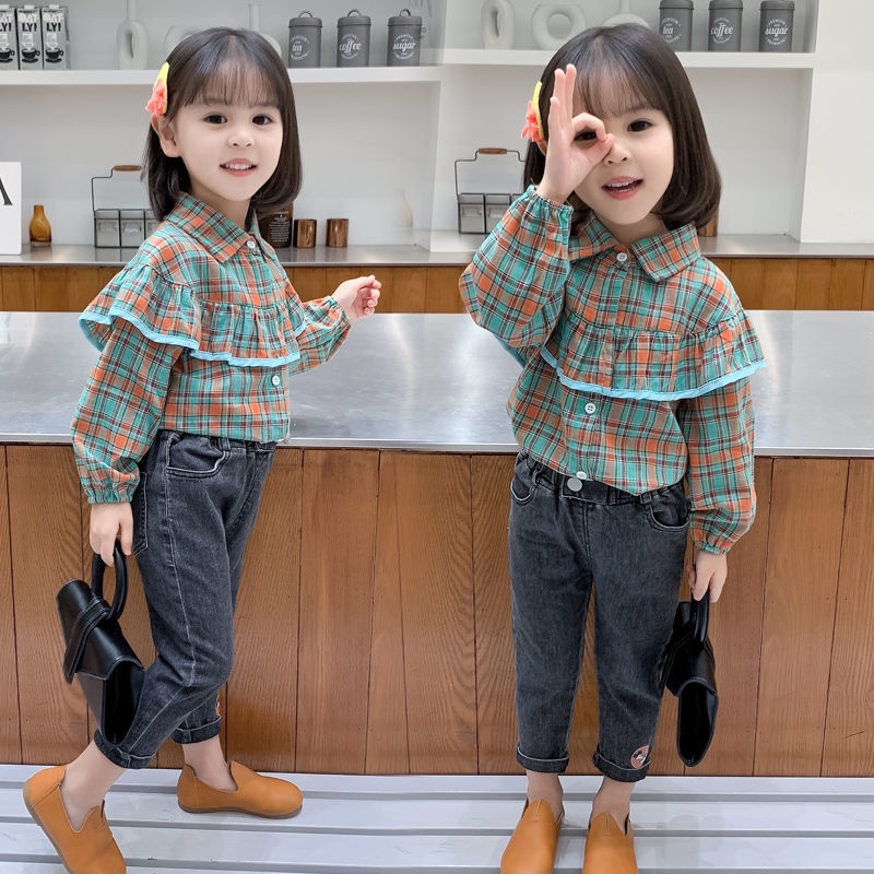 Áo sơ mi AMILA tay dài họa tiết sọc caro phong cách Hàn Quốc