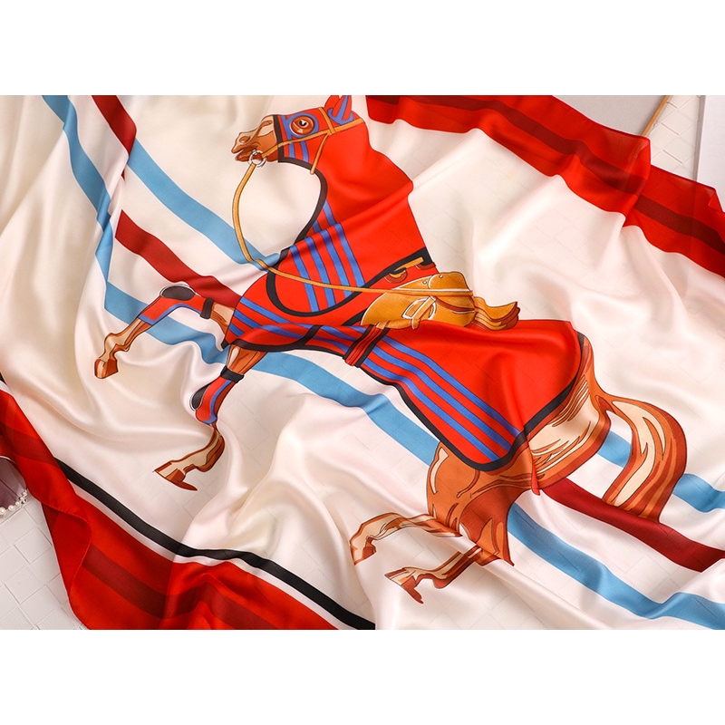 Khăn Choàng Lụa Mềm In Hình Ngựa Thời Trang Đi Biển Mùa Hè Cho Nữ
