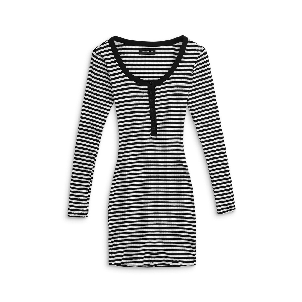Đầm Nữ Basic Body Striped , Chất Liệu Thun Gân Co Dãn Thoải Mái, Năng Động, Nữ,WDN000017,SOMEHOW
