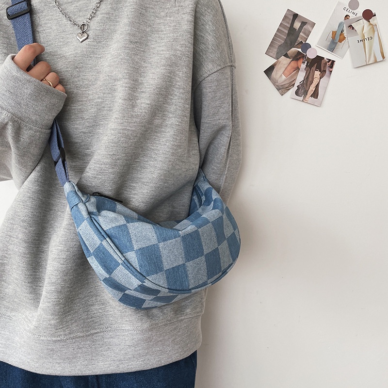 Túi Đeo Chéo Vải Denim 2022 Thiết Kế Mới Năng Động Thời Trang