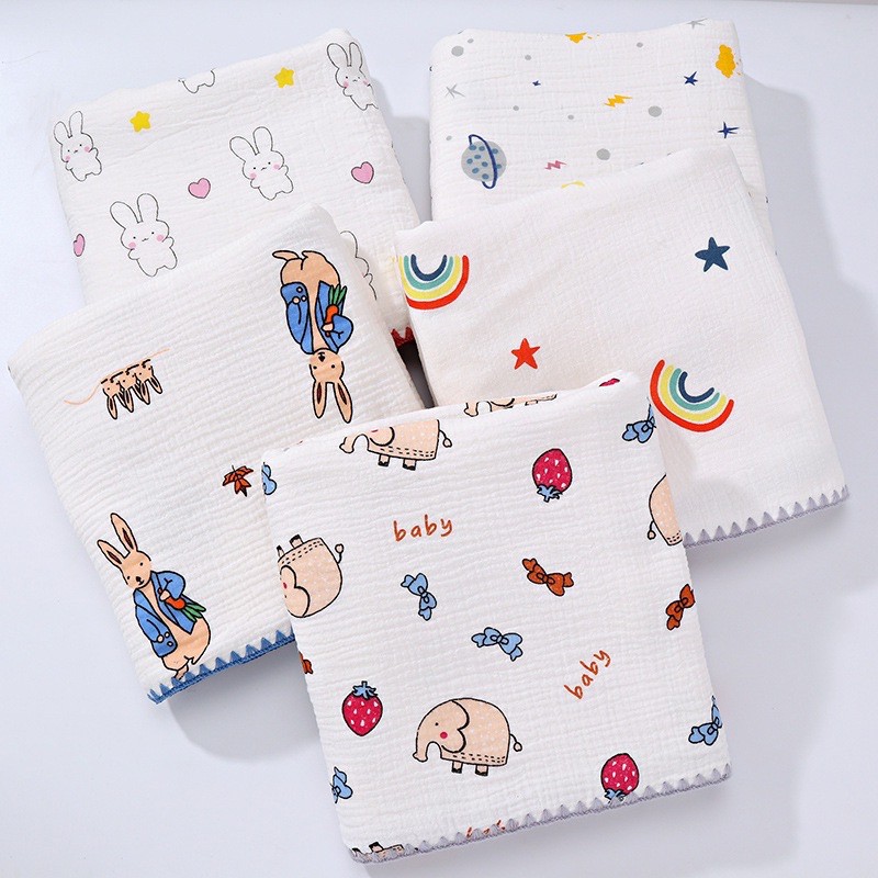 (Chọn mẫu) BooBoo Baby- Chăn xô cotton 4 lớp FREESHIPkích thước 1.1mx1.1m bo viền siêu đẹp❤️đóng túi zip