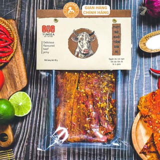 Bò khô miếng ăn liền L:angfarm, 80g mẫu hút chân không, Yumsea