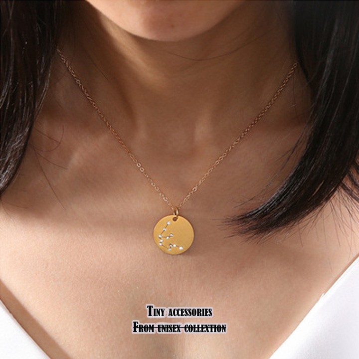 Vòng cổ 12 cung hoàng đạo phong cách Âu Mỹ sanh chảnh cá tính đính đá chòm sao 12 cung hoàng đạo thép titan không dị ứng