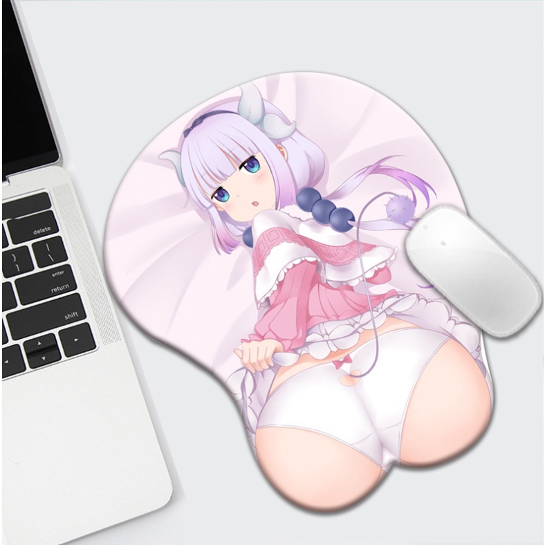 Tấm Lót Chuột Và Đệm Cổ Tay Bằng Silicon Dày Dặn Thoải Mái Họa Tiết Anime 3D Dễ Thương Tiện Dụng